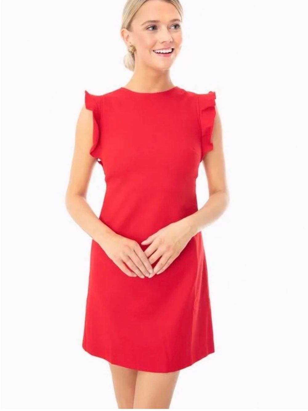 NWT Vineyard Vines Red Ruffle-Sleeve Shift Dress